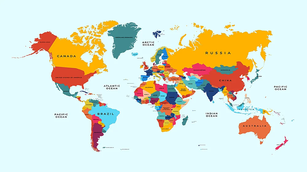 mapa świata pokazuje największy kraj na świecie