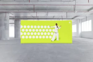 Duża, tekstylna ścianka wystawiennicza