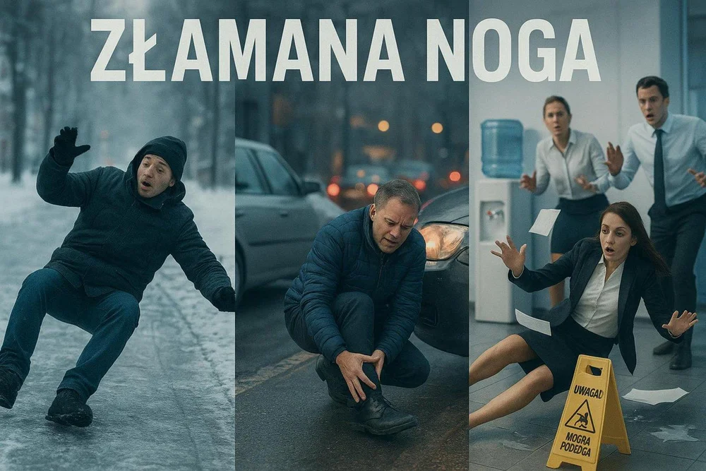 Złamana noga w miejscu publicznym może być podstawą do otrzymania odszkodowania.