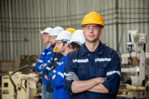 brygadzista i jego zespół na zakładzie